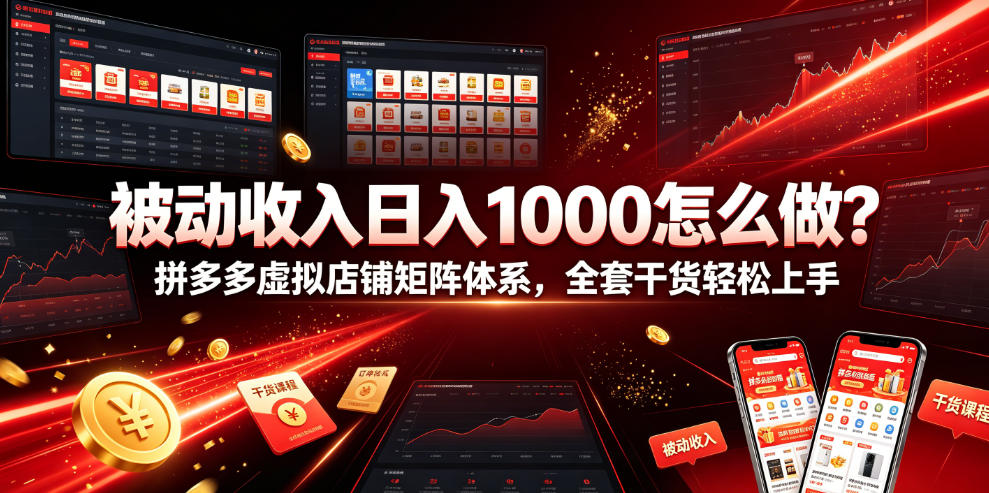 被动收入日入1000怎么做？拼多多虚拟店铺矩阵体系，全套干货轻松上手【揭秘】-云讯网创