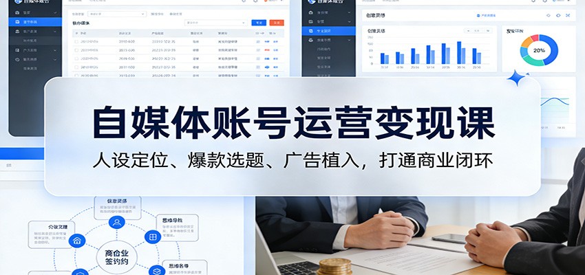 自媒体账号运营变现课：人设定位、爆款选题、广告植入，打通商业闭环-云讯网创