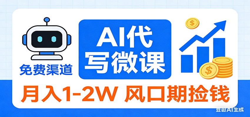 2026告别打工！AI 代写微课，提供免费渠道，月入 1-2W 风口期捡钱-云讯网创
