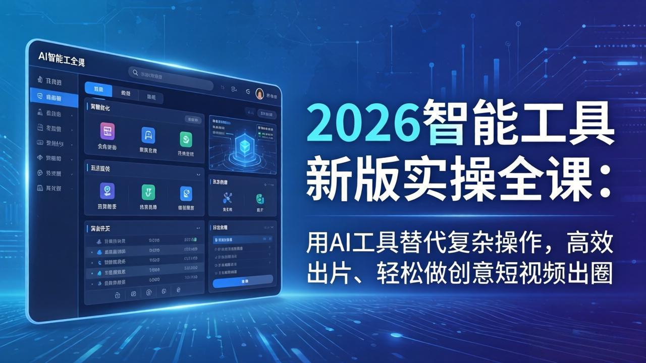 2026智能工具新版实操全课：用AI工具替代复杂操作，高效出片、轻松做创意短视频出圈-云讯网创
