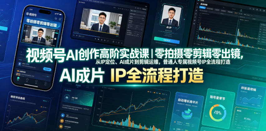 视频号AI创作高阶实战课｜零拍摄零剪辑零出镜，从IP定位、AI成片到剪辑运维，普通人专属视频号IP全流程打造-云讯网创