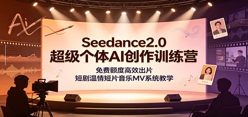 Seedance2.0超级个体AI创作训练营:免费额度高效出片,短剧温情短片音乐MV系统教学-云讯网创