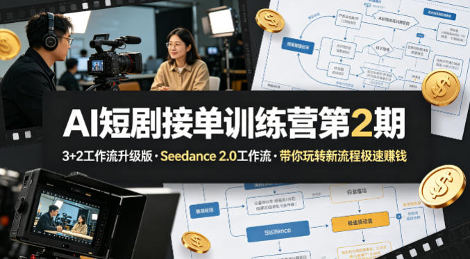 AI短剧接单训练营第2期，3+2工作流升级版，Seedance 2.0工作流，带你玩转新流程极速賺钱-云讯网创