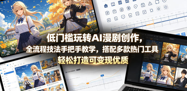 低门槛玩转AI漫剧创作，全流程技法手把手教学，搭配多款热门工具，轻松打造可变现优质作品-云讯网创