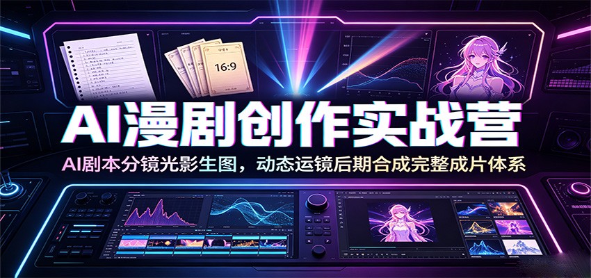 AI漫剧创作实战营：AI剧本分镜光影生图，动态运镜后期合成完整成片体系-云讯网创
