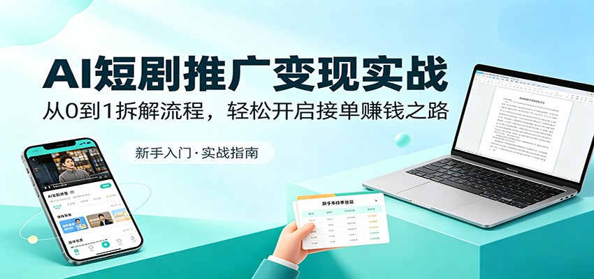 AI短剧推广变现实战：从0到1拆解流程，轻松开启接单赚钱之路-云讯网创