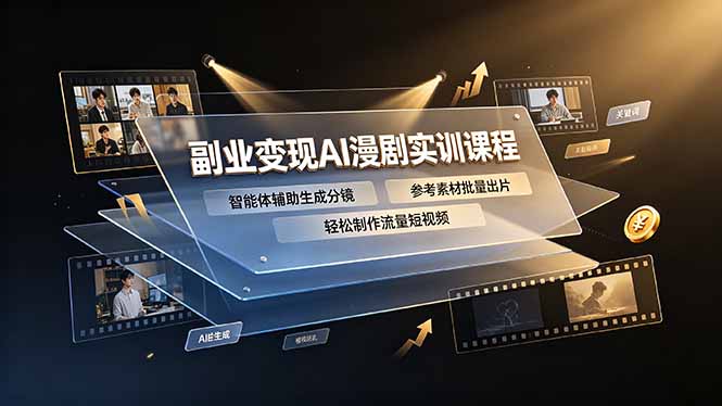 副业变现AI漫剧实训课程，智能体辅助生成分镜，参考素材批量出片，轻松制作流量短视频-云讯网创