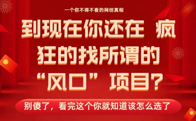 马上26年了，你还在找所谓的风口项目？别傻了，看完这个你全都懂了！【揭秘】-云讯网创