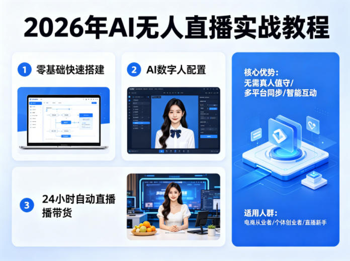 2026年AI无人直播实战教程，零基础也能快速搭建AI数字人无人直播间，实现24小时自动直播带货-云讯网创