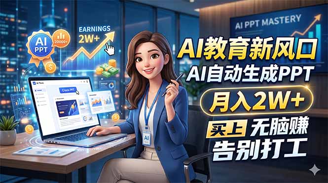 AI教育新风口，AI自动生成PPT，月入2W+，无脑赚，告别打工-云讯网创