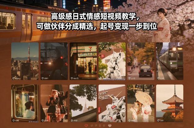 高级感日式情感短视频教学，可做伙伴分成精选，起号变现一步到位-云讯网创