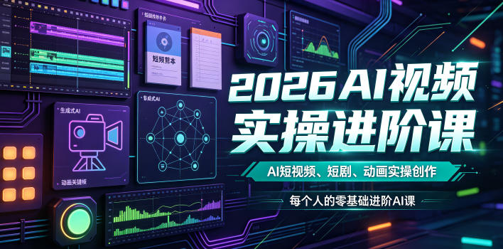 2026AI视频实操进阶课,AI短视频、短剧、动画实操创作,每个人的零基础进阶ai课-云讯网创