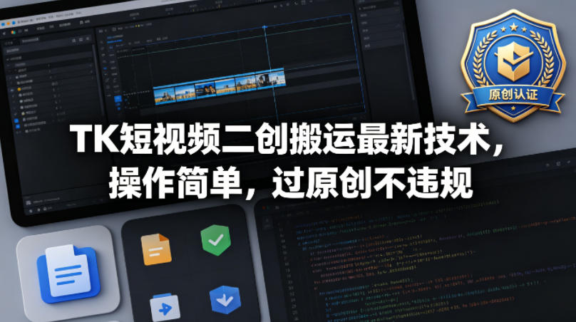 TK短视频二创搬运最新技术，操作简单，过原创不违规-云讯网创
