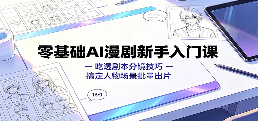 零基础AI漫剧新手入门课：吃透剧本分镜技巧，搞定人物场景批量出片-云讯网创