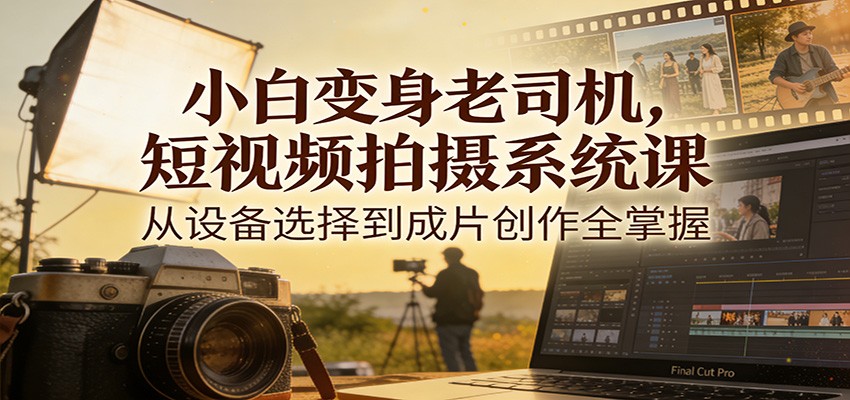 小白变身老司机，短视频拍摄系统课，从设备选择到成片创作全掌握-云讯网创