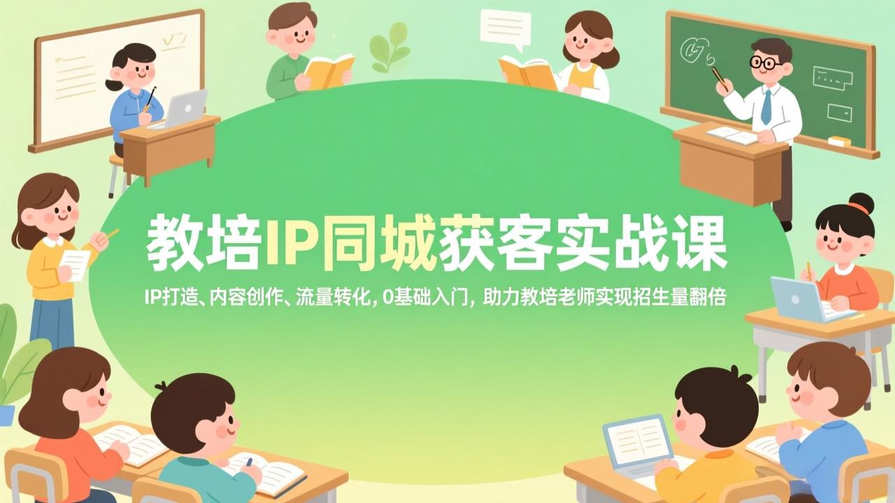 教培IP同城获客实战课，IP打造、内容创作、流量转化，0基础入门，助力教培老师实现招生量翻倍-云讯网创
