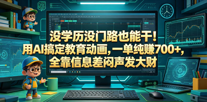 没学历没门路也能干！用AI搞定教育动画，一单纯賺700+，全靠信息差闷声发大财【揭秘】-云讯网创