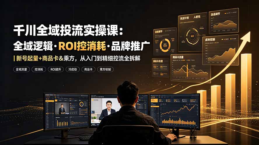 千川全域投流实操课：全域逻辑·ROI控消耗·品牌推广｜新号起量+商品卡&乘方，从入门到精细控流全拆解-云讯网创