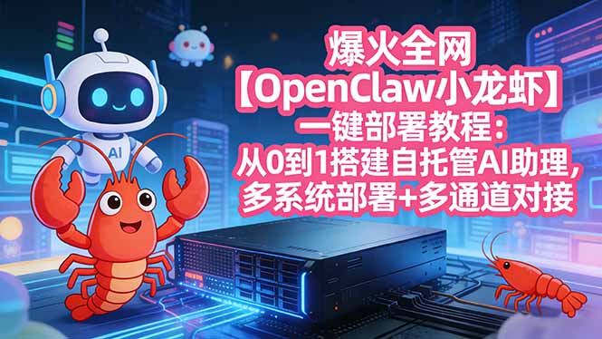 爆火全网【OpenClaw 小龙虾】一键部署教程：从0到1搭建自托管AI助理，多系统部署+多通道对接-云讯网创