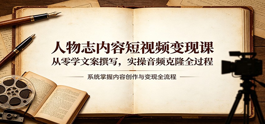 人物志内容短视频变现课：从零学文案撰写，实操音频克隆全过程-云讯网创