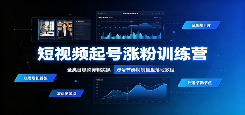 短视频起号涨粉训练营:全类目爆款剪辑实操,账号节奏规划复盘落地教程-云讯网创