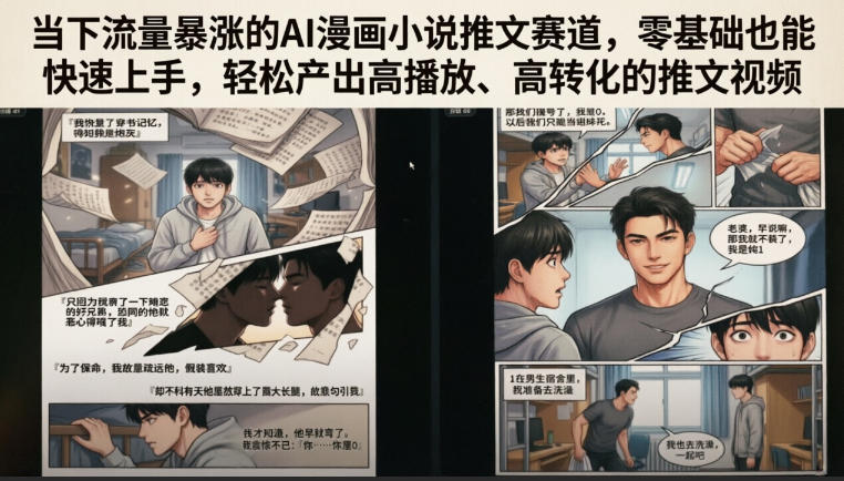 当下流量暴涨的AI漫画小说推文赛道，零基础也能快速上手，轻松产出高播放、高转化的推文视频-云讯网创