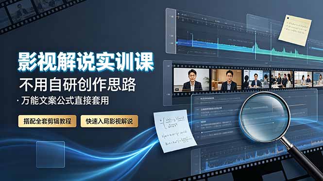 影视解说实训课：不用自研创作思路，万能文案公式直接套用，搭配全套剪辑教程，快速入局影视解说-云讯网创