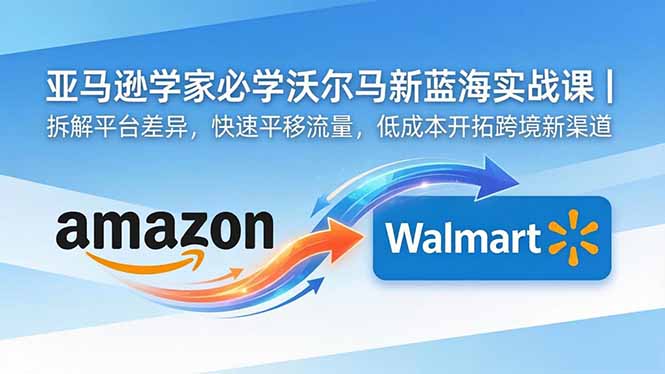 亚马逊卖家必学沃尔玛新蓝海实战课｜拆解平台差异，快速平移流量，低成本开拓跨境新渠道-云讯网创