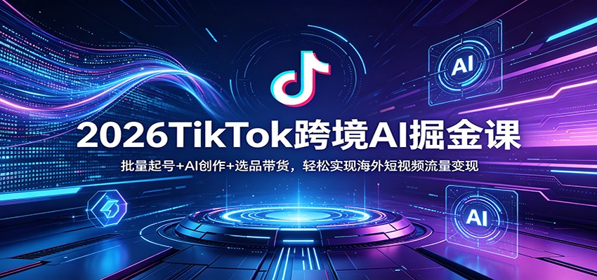 2026TikTok跨境AI掘金课：批量起号+AI创作+选品带货，轻松实现海外短视频流量变现-云讯网创