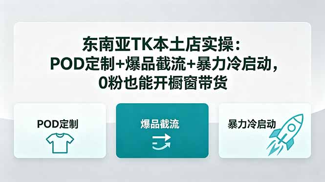 东南亚TK本土店实操-5月更新:POD定制+爆品截流+暴力冷启动,0粉也能开橱窗带货-云讯网创