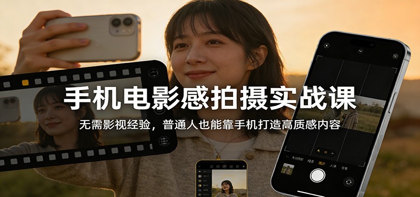手机电影感拍摄实战课:无需影视经验,普通人也能靠手机打造高质感内容-云讯网创