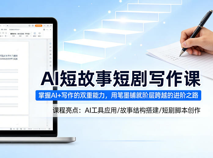 AI短故事短剧写作课,掌握AI+写作的双重能力,用笔墨铺就阶层跨越的进阶之路-云讯网创