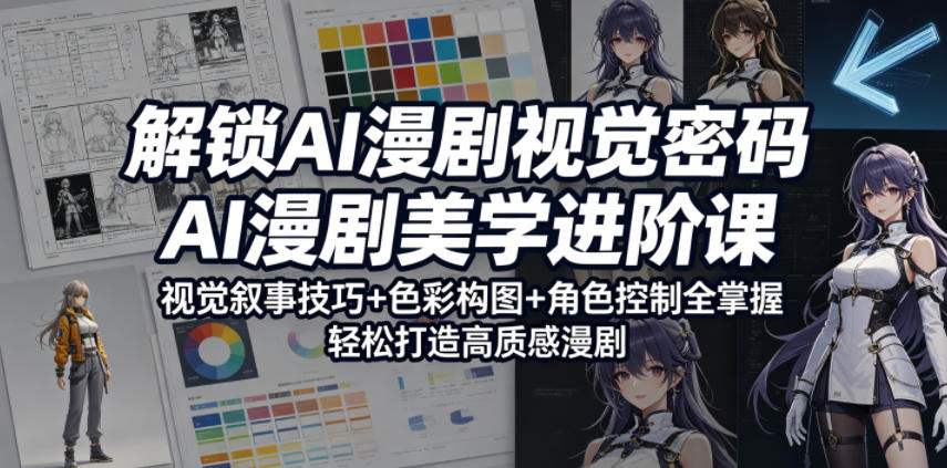 解锁AI漫剧视觉密码，AI漫剧美学进阶课，视觉叙事技巧+色彩构图+角色控制全掌握，轻松打造高质感漫剧-云讯网创