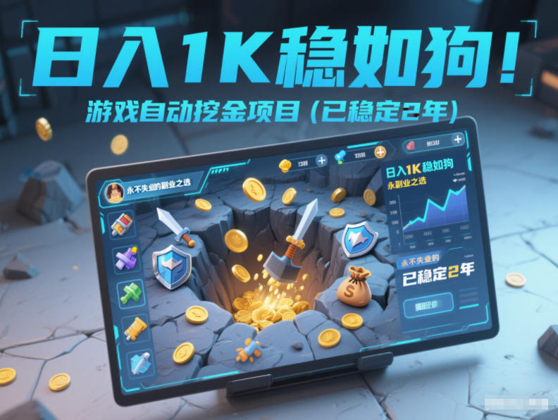 日入1K稳如狗!游戏自动挖金项目(已稳定2年),永不失业的副业之选【揭秘】-云讯网创