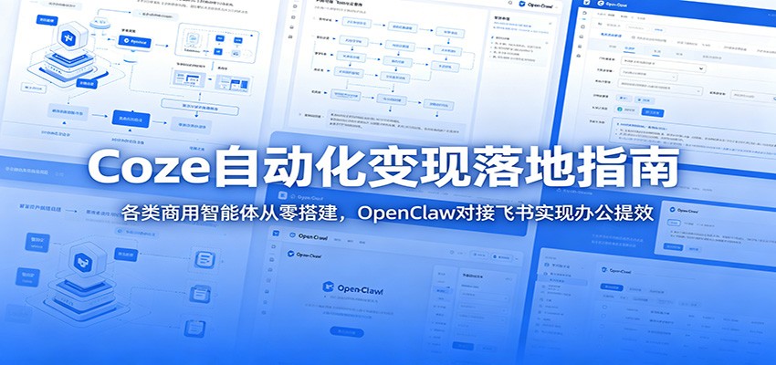Coze自动化变现落地指南:各类商用智能体从零搭建,OpenClaw对接飞书实现办公提效-云讯网创
