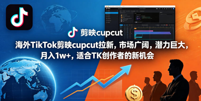 海外TikTok剪映cupcut拉新，市场广阔，潜力巨大，月入1w+，适合TK创作者的新机会-云讯网创