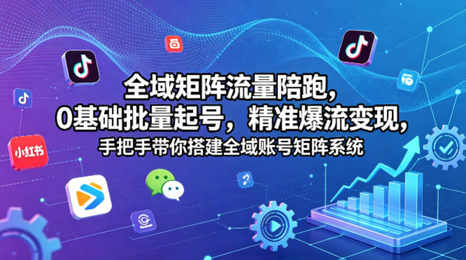 全域矩阵流量陪跑，0基础批量起号，精准爆流变现，手把手带你搭建全域账号矩阵系统-云讯网创