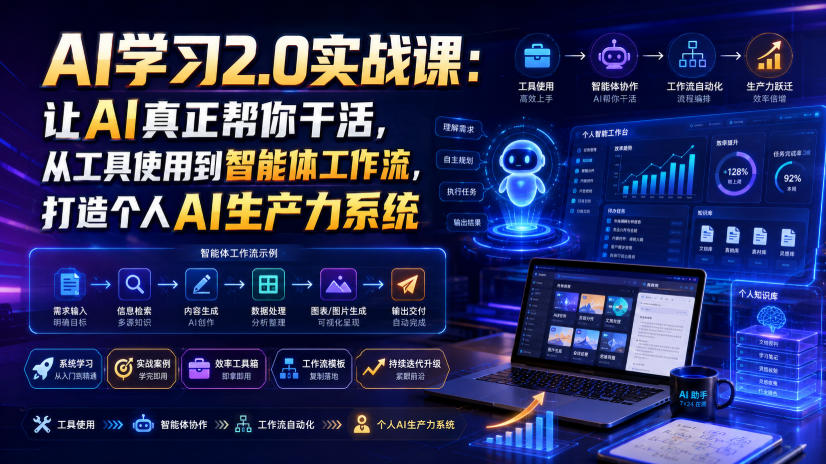 AI学习2.0实战课：让AI真正帮你干活，从工具使用到智能体工作流，打造个人AI生产力系统-云讯网创
