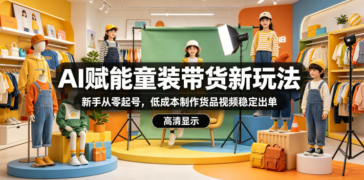 AI赋能童装带货新玩法,新手从零起号,低成本制作货品视频稳定出单-云讯网创