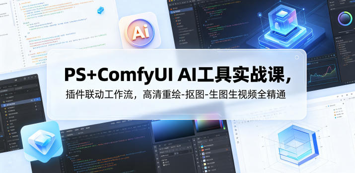 PS+ComfyUI AI工具实战课，插件联动工作流，高清重绘-抠图-生图生视频全精通-云讯网创